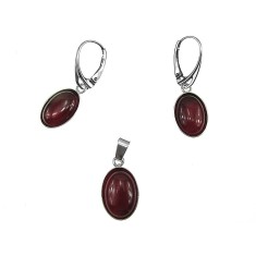 Set argint cu carneol natural oval 14x10 MM