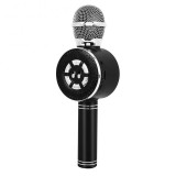 Microfon party , 1 difuzor , bluetooth , cititor stick , card , karaoke style , Premium Quality , negru