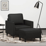 Fotoliu canapea cu taburet, negru, 60 cm, piele ecologica GartenMobel Dekor, vidaXL