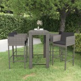 Set mobilier bar de gradina cu perne, 5 piese, gri, poliratan GartenMobel Dekor, vidaXL