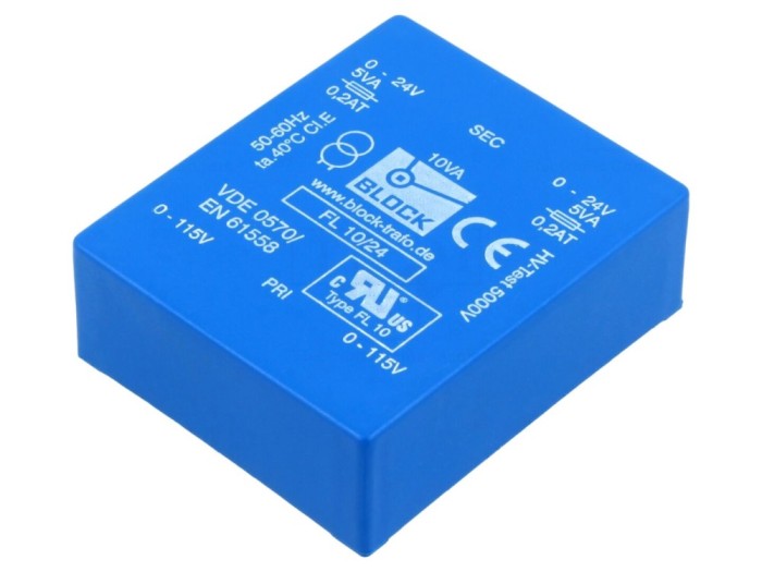 Transformator PCB 10VA 115VACx2 24V