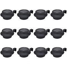 Lampi solare de exterior pentru gard, 12 buc., negru, LED foto