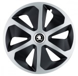 Cumpara ieftin Set 4 capace roti pentru Skoda Nou Alb-Negru, model Roco Mix, R17, Renault