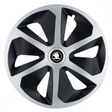 Set 4 capace roti pentru Skoda Nou Alb-Negru, model Roco Mix, R14