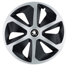 Set 4 capace roti pentru Skoda Nou Alb-Negru, model Roco Mix, R17
