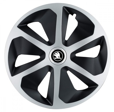 Set 4 capace roti pentru Skoda Nou Alb-Negru, model Roco Mix, R14 foto