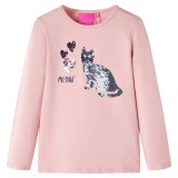 Tricou copii cu m&acirc;neci lungi, roz deschis 116, vidaXL