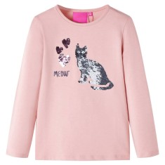 Tricou copii cu m&acirc;neci lungi, roz deschis 104