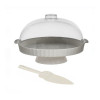 Suport Tort cu Picior si Capac Bej 30cm + Spatula Plastic - Prajituri, Dulciuri, Patiserie - Casa, Bucatarie
