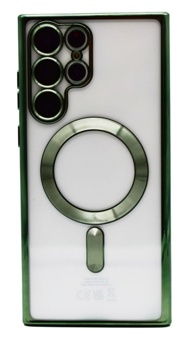 Husa Luxury tip MagSafe compatibila cu Samsung Galaxy S22 Plus, Full protection, Margini colorate, Verde inchis