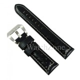 Cumpara ieftin Curea Ceas Neagra Cusatura Alba 20mm 22mm 24mm, Time Veranda