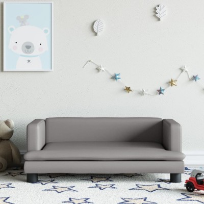 vidaXL Canapea pentru copii, gri, 80x45x30 cm, piele ecologică foto