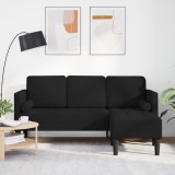 vidaXL Canapea formă L, 3 locuri, negru, 160 cm, textil