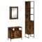 Set mobilier de baie, 3 piese, stejar fumuriu, lemn prelucrat