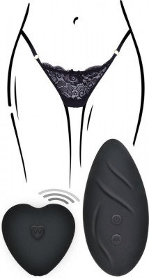 Set Angel Bikini-Vibrator-Telecomanda Wireless 12 Moduri Vibratii Silicon USB Negru foto
