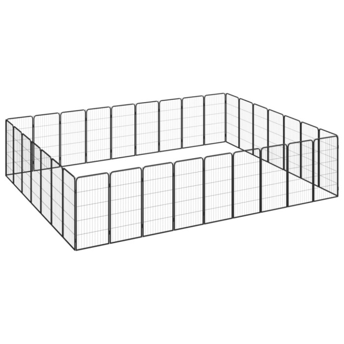 Țarc c&acirc;ini 32 panouri negru 50x100 cm oțel vopsit electrostatic