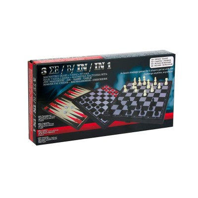 Joc 3 in 1, Sah, Table si Dame, Magnetic, 24.5x24.5 cm, ATU-085210 foto