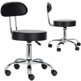 Scaun Cosmetic Barber Enzo, Spatar Ergonomic, Inaltime Reglabila, Rotile Cauciuc, Alb