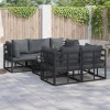 VidaXL Set de canapele pentru grădină cu pernă 6 pcs Negru Aluminiu 3378948