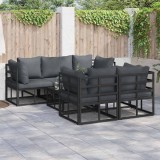 vidaXL Set de canapele pentru grădină cu pernă 6 pcs Negru Aluminiu