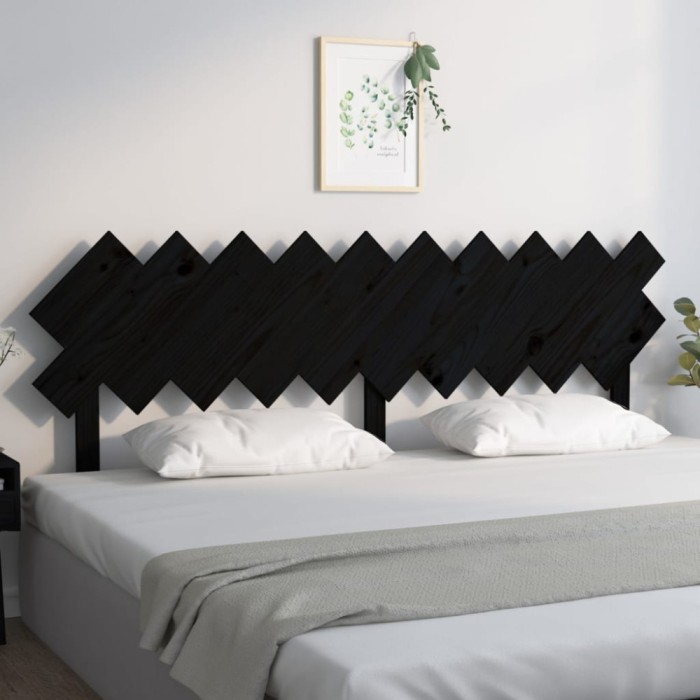 Gossi tablie de pat, negru, 196x3x80,5 cm, lemn masiv de pin