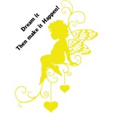 Sticker decorativ Valentine&#039;s Day, Inger, Galben, 85 cm, 1159ST-10