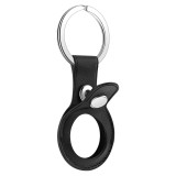 Cumpara ieftin Husa piele marca THD pentru Apple AirTag tip breloc chei, culoarea negru