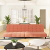 VidaXL Canapea extensibilă cu 2 locuri, roz, catifea 375767