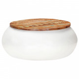 Măsuță de cafea, alb, 68x68x30 cm, lemn masiv reciclat, vidaXL