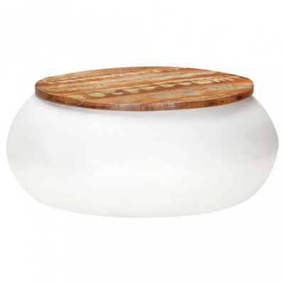vidaXL Măsuță de cafea, alb, 68x68x30 cm, lemn masiv reciclat foto
