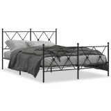 VidaXL Cadru pat metalic cu tăblie de cap/picioare, negru, 137x190 cm