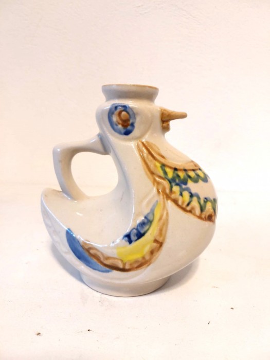Carafa ceramica in forma de pasare, Serbia anii 70, vintage, 15 cm inaltime