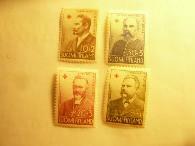 Serie Finlanda 1956 Crucea Rosie - Personalitati , 4 valori foto