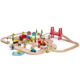 Circuit auto si feroviar (80 piese) PlayLearn Toys, BigJigs Toys