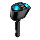 Splitter bricheta auto ZYTEQ&reg;️ 5 porturi, QC3.0, PD 20W, 2 socluri bricheta, USB-C, afisaj digital LED, rotire 360&deg;, adaptor priza auto, negru