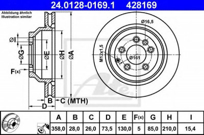 Disc frana VW TOUAREG (7LA, 7L6, 7L7) (2002 - 2010) ATE 24.0128-0169.1 foto