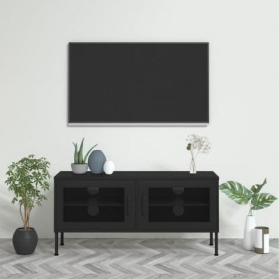 Comoda TV, negru, 105x35x50 cm, otel GartenMobel Dekor foto
