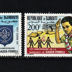 Timbre Djibouti, 1982 | Aniv. 125 ani Lord Baden Powell - Cercetaşi | MNH | aph