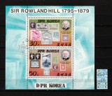 Coreea Nord, 1979 | Aniversare Rowland Hill - Istorie Poştală | Bloc 2v | aph, Posta, Stampilat