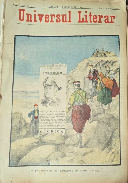 Revista Universul Literar nr.16/1897 pe coperta Un parlamentar la insurgenti in Grecia