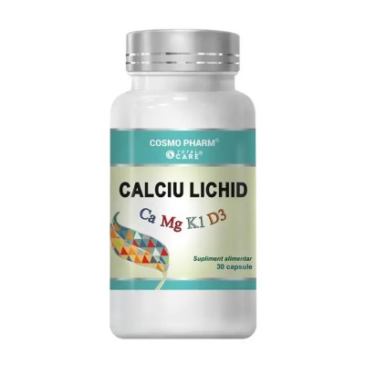 Calciu lichid Ca-Mg-K1-D3, 30 capsule, Cosmopharm foto