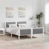 Cumpara ieftin Cadru de pat Alb si gri deschis 160 x 200 cm Lemn masiv de pin