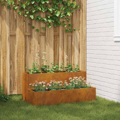 Jardiniere Grădină 2 Nivel 100 x 60 x 45 cm, Oțel Corten foto