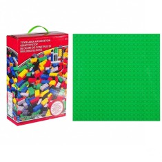 Set 800 de cuburi pentru constructii si creatii nelimitate si Suport pentru Caramizi Constructie Verde 16x16 cm