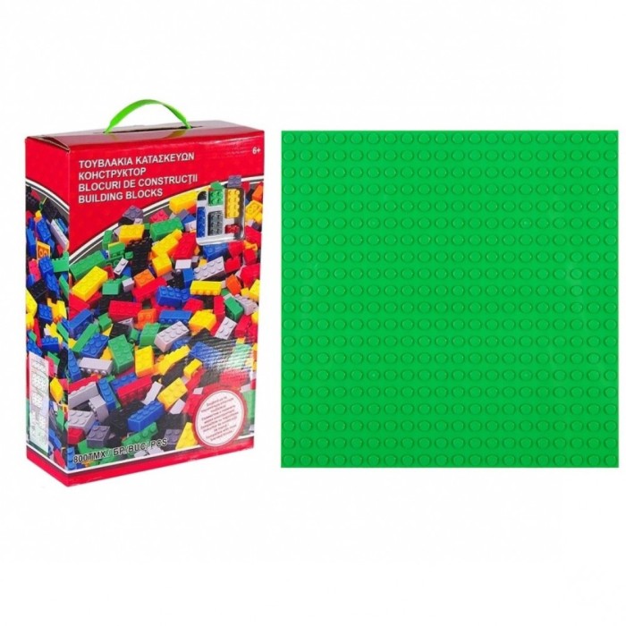 Set 800 de cuburi pentru constructii si creatii nelimitate si Suport pentru Caramizi Constructie Verde 16x16 cm