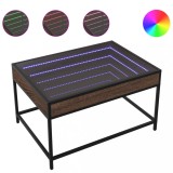 Gossi masuta de cafea cu led infinity, stejar maro, 70x50x41 cm