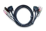 CABLU KVM ATEN cablu 3 in 1, conector tip USB (T) | 3.5 mm Jack (T) x 2 | DVI-D (T), &quot;2L-7D02U&quot; (timbru verde 0.8 lei)