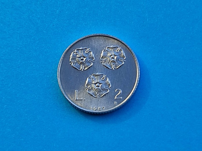 2 Lire 1987 San Marino-UNC-RAR-in realitate arata bine!!