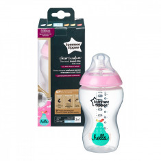 Biberon PP Decorat Roz +3luni, 340ml, Tommee Tippee