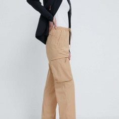 Columbia pantaloni de exterior Boundless Trek Cargo culoarea bej, drept, high waist, 2073011
